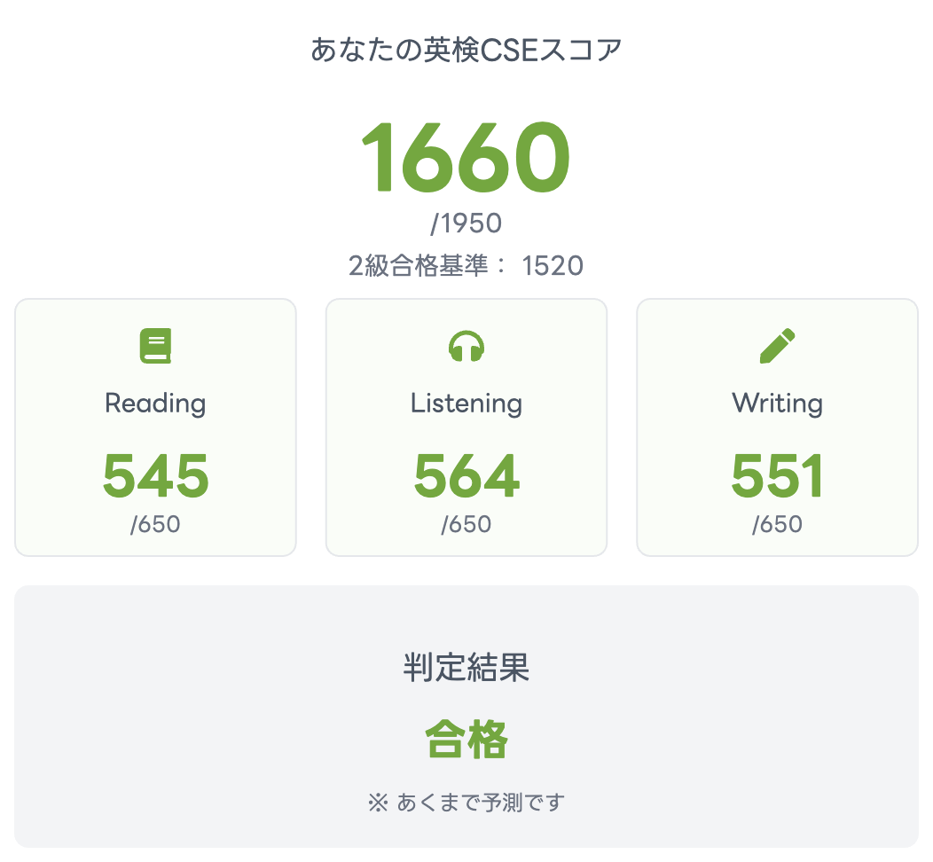 合否判定結果サンプル